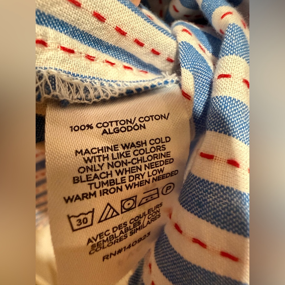 LOFT White and Blue Striped Button Down Shirt - Picture 11 of 15